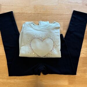 OshKosh B'gosh Fleece Lined Black Joggers and Carters Green sweatshirt, 12, NWOT